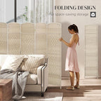 HOMCOM 6 Panel Room Divider, Hand-Woven Freestanding Wall Partition - Image 3