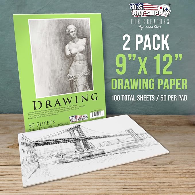U.S. Art Supply 9" x 12" Premium Drawing Pad, 60 lb - Image 2