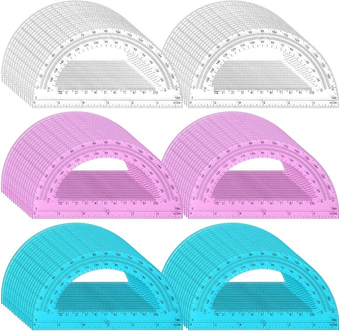 Zonon 100 Pack 6 Inch Plastic Protractor Christian Charity Donation 180 Degrees by Zonon