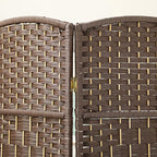 HOMCOM 3 Panel Room Divider, Hand-Woven Freestanding Wall Partition - Image 6