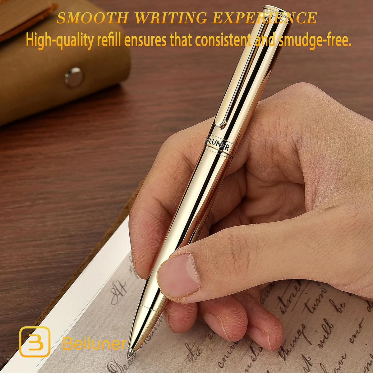 BEILUNER Gold Gel Pen, Stunning Luxury Pens with 24K Gold Plating