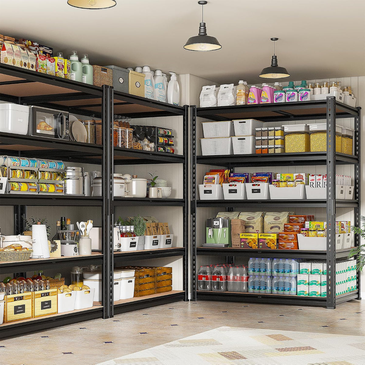 reibii 3 pack garage shelving,5 tier heavy duty on a desk or shelf