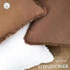 Foindtower Set of 2 Decorative Linen Fringe Throw Pillow Covers Cozy Farmhouse - Image 4