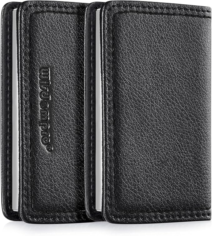 Wisdompro Business Card Holder, 2-Sided PU Leather Folio Name Card Holder - Image 2