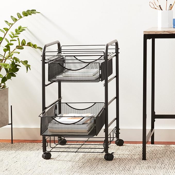 Safco 5215BL Onyx Mesh Open File Cart - Image 2