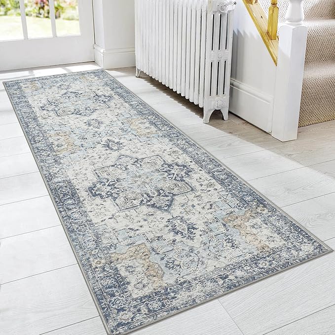 GENIMO Runner Rug 2'6"x7, Non Slip Vintage Hallway Runner Rugs, Low Pile by GENIMO