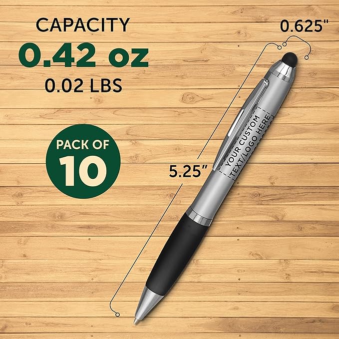DISCOUNT PROMOS Custom Stylus Ballpoint Pens Set of 10, Personalized Bulk Pack - Image 5