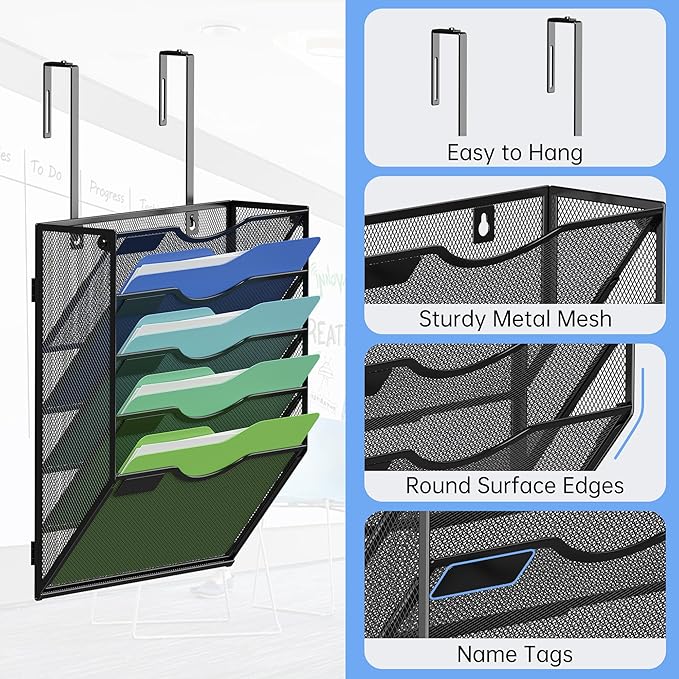 Kuntine.B Wall File Organizer Office Hanging Magazine Holder Wall File Organizer - Image 3
