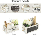 HoreZer Wood Mail Holder Box, Decorative Mail Organizer Box Countertop - Image 3