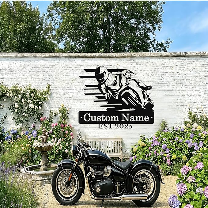 Personalized Motorcycle Metal Sign Custom Biker Name Sign Dirt Bike Wall Decor - Image 3