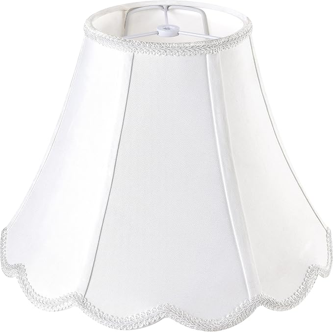 GO&SO Off White Bell Lamp Shade Medium, Scalloped Lampshade Braids by GOSO