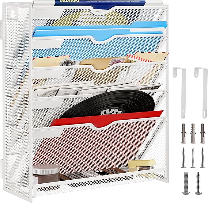 Lavatino 6-Tier Hanging File Organizer, Wall Mount File Holder - Image 7