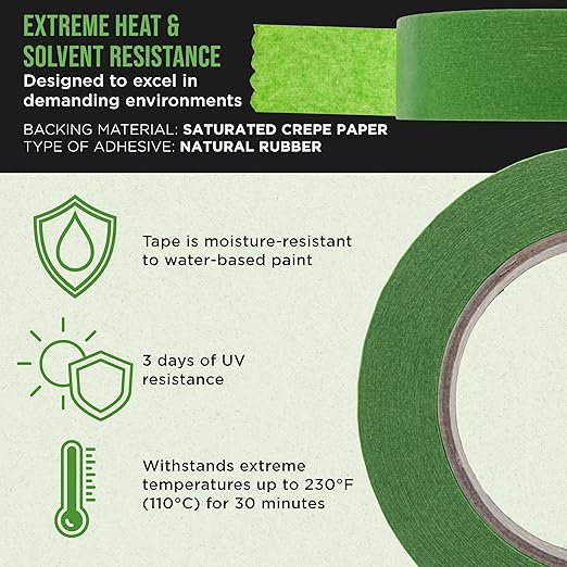 Dura-Gold Green Automotive Masking Tape 1-1/2 Inch, 2 Rolls - Image 3