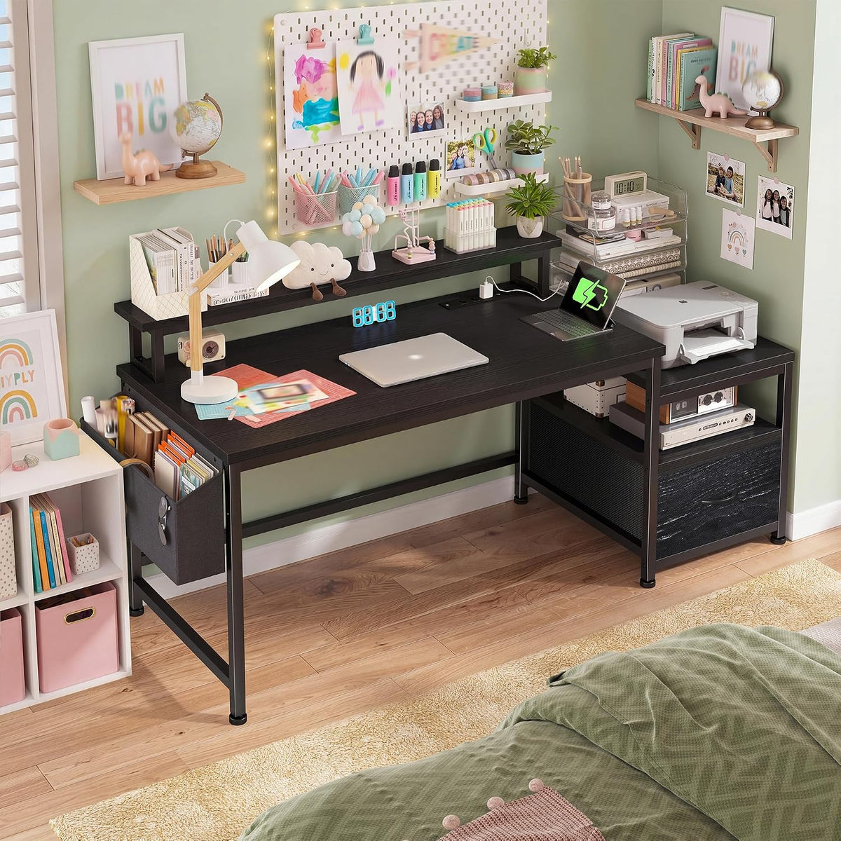 EnHomee 56.5" Office Desk with Drawers & Printer Space for Home Work...