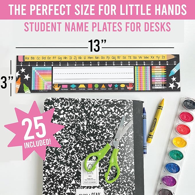 Desk Name Tags for Classroom -25 Student Name Plates for Classroom Kindergarten - Image 2