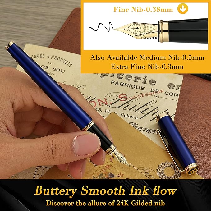 BEILUNER Blue Fountain Pen, Stunning Luxury Pens - Image 4