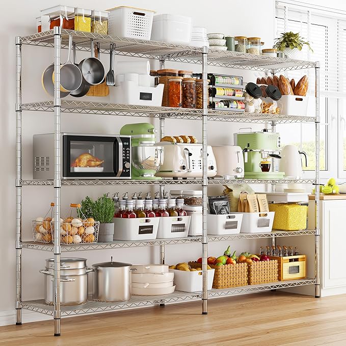 REIBII 58" W Storage Shelves Wire Shelving 1400LB Metal Shelves - Image 5