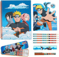 Naruto Stationery Set with Colouring Pencils Tin Pencil Case Childrens by Unknown