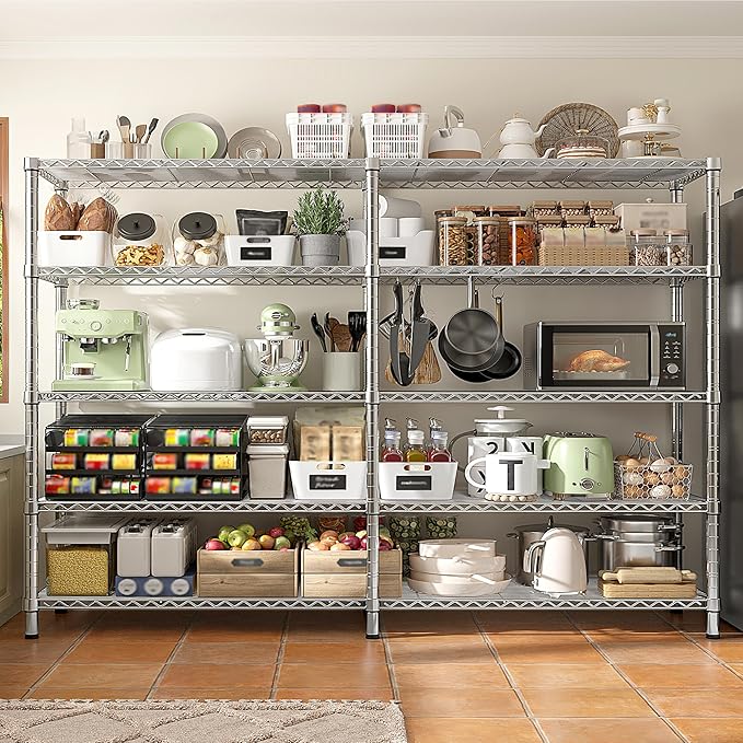 REIBII 1500LBS Storage Shelves 61.7''W Wire Shelving Unit 5 Tier Metal Shelving - Image 5