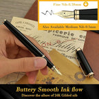 BEILUNER Black Personalized Fountain Pen, Stunning Luxury Lacquer, 24K Gilded - Image 4