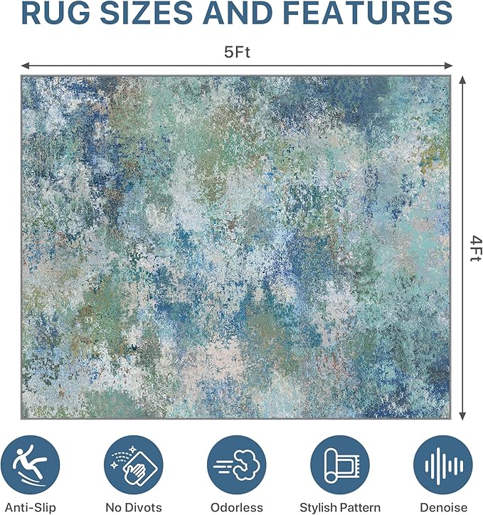 Office Chair Mat for Hardwood Tile Floor, Abstract 48"X 60" Desk Mats for - Image 9