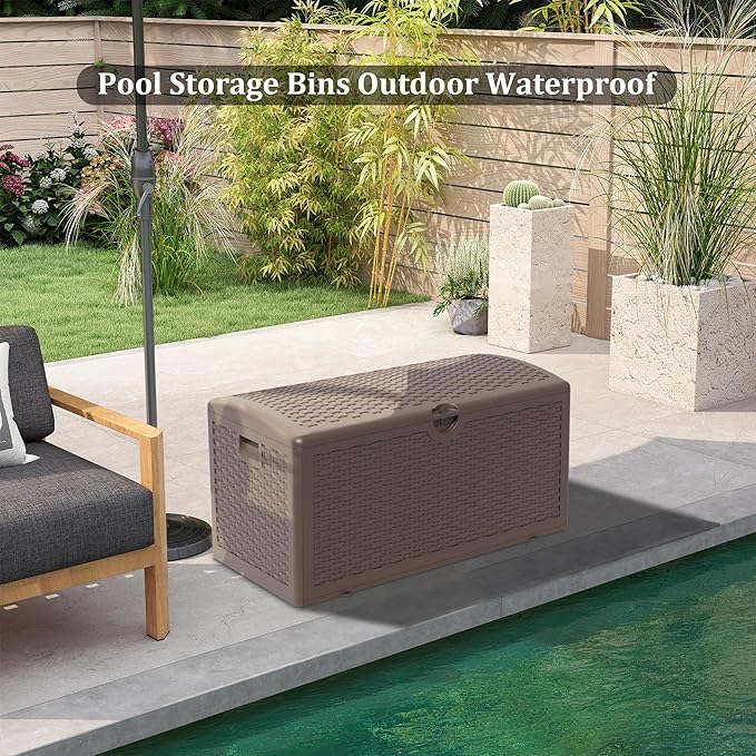 Decksplore 90 Gallon Pro Outdoor Storage Box Waterproof Lockable Resin Deck Box - Image 8