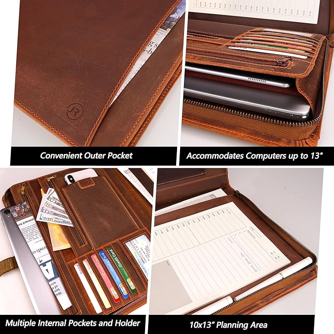 JinRuiKJ Leather Portfolio for Men, Business Portfolio Binder for A4/Pad - Image 5