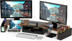 simple houseware desk dual monitor stand riser with shown in use