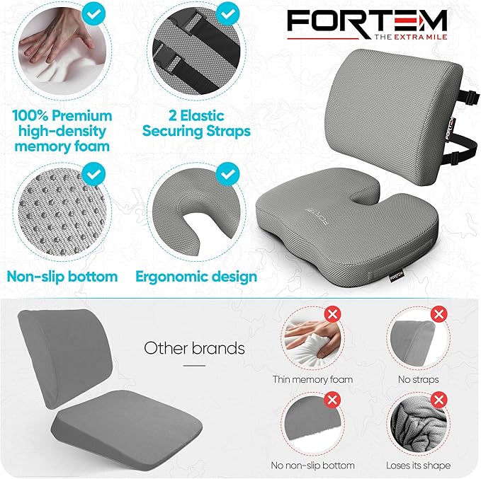 FORTEM Seat Cushion, Office Chair Cushion, Lumbar Support Pillow - Image 7