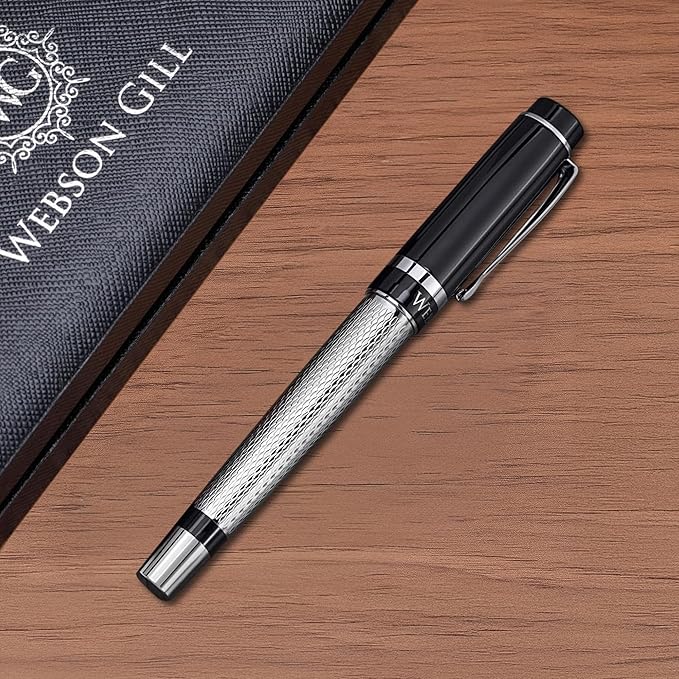 Webson Gill ‘The Raider’ Silver Luxury Executive Fountain Pen, Polished Lacquer - Image 5