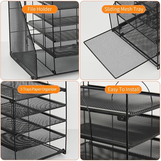 LEKETREE Desk Organizers and Accessories, 5-Tier Paper Letter Tray Organizer - Image 6