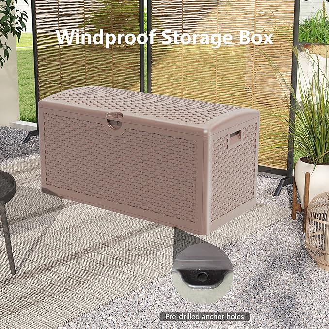 Decksplore 90 Gallon Pro Outdoor Storage Box Waterproof Lockable Resin Deck Box - Image 7