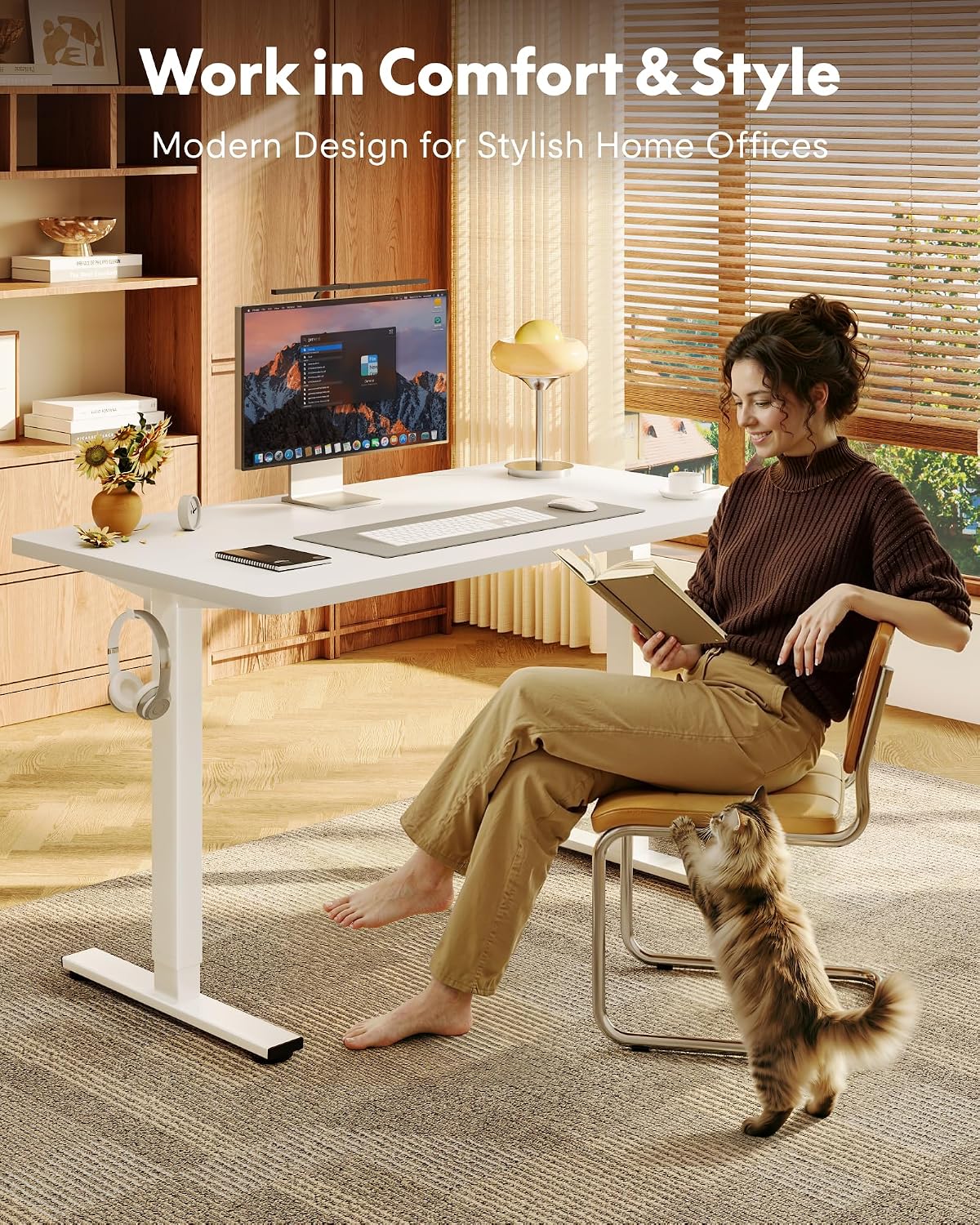 FLEXISPOT EN1 One-Piece Standing Desk, Electric Adjustable with 4 Memory Pres...