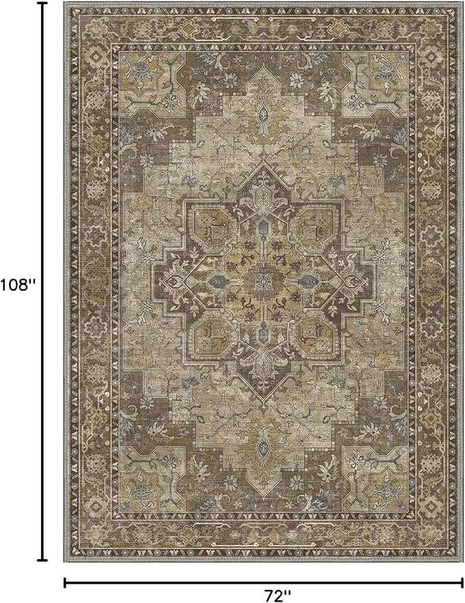 GENIMO 6x9 Area Rugs for Living Room, Machine Washable Non Slip Vintage Rugs - Image 2