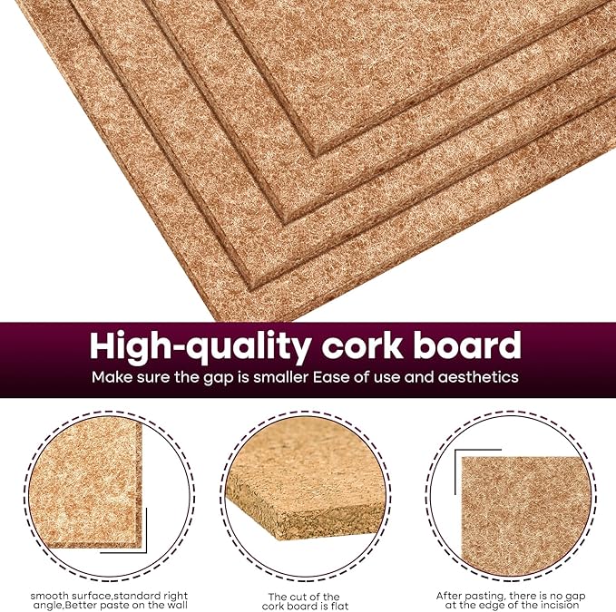 Bouiexye Felt Cork Board Tiles 6 Pack Grey Brown Boards 12"x12" - Image 3