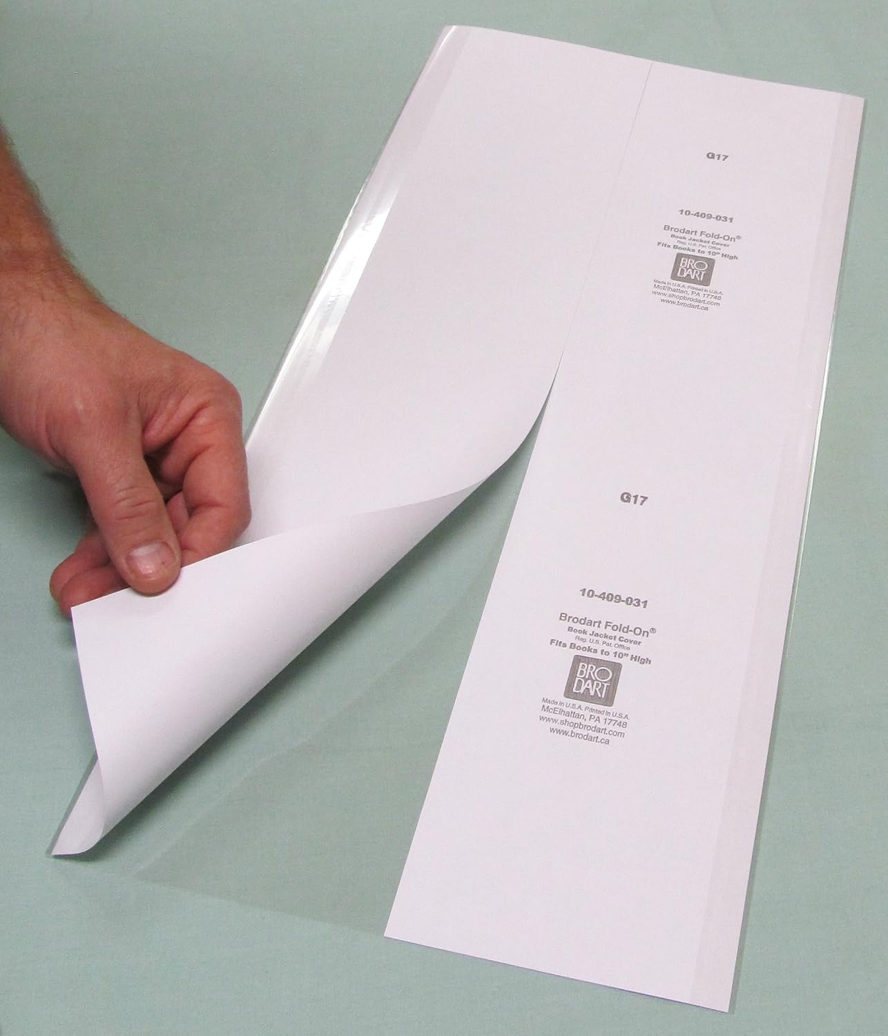 50-9 1/2" x 20" Brodart Fold-On Book Jacket Covers - Center-Loading, Adjustable, Clear Mylar