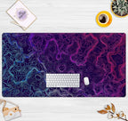 Blue Purple Desk Pad Topographic Map Desk Mat XXL Large Extended Gaming Mouse - Image 2