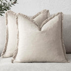 Foindtower Set of 2 Decorative Linen Fringe Throw Pillow Covers Cozy Boho by Foindtower