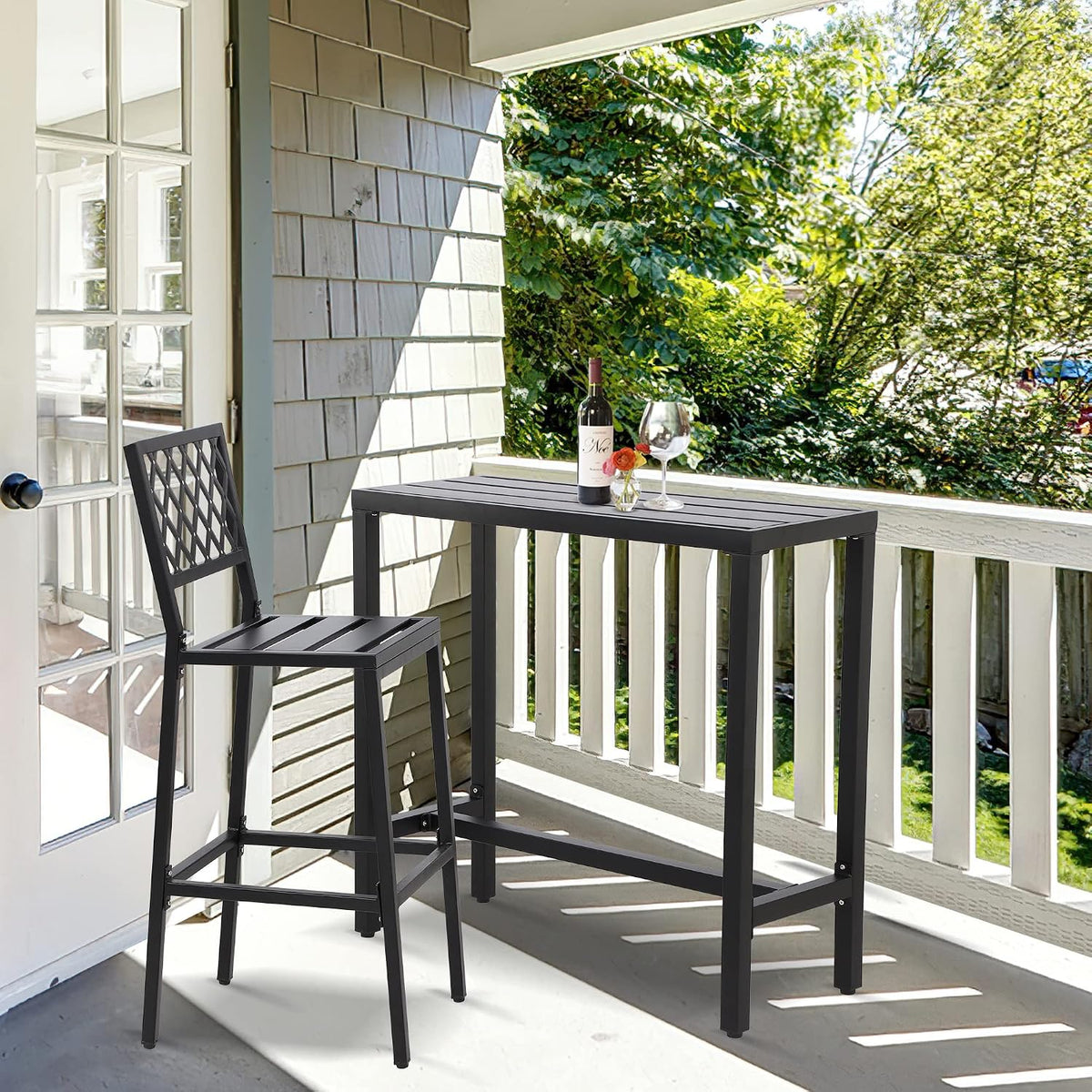Outdoor Bar Table, Patio Counter Height Bar Table, 55" Rectangle Bar Tab...