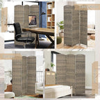 HOMCOM 3 Panel Room Divider, Hand-Woven Freestanding Wall Partition - Image 6