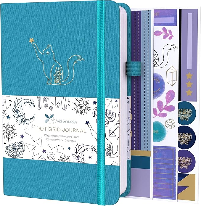 VIVID SCRIBBLES Dotted Journal – 160gsm Bleed Proof Thick White Paper – 200 by VividScribbles