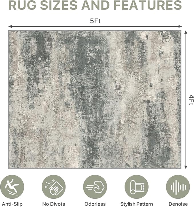 Office Chair Mat for Hardwood Tile Floor, Abstract 48"X 60" Desk Mats for - Image 9
