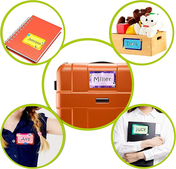 300 Pcs Name Tag Label Sticker Galaxy-Themed in 6 Designs - Image 3