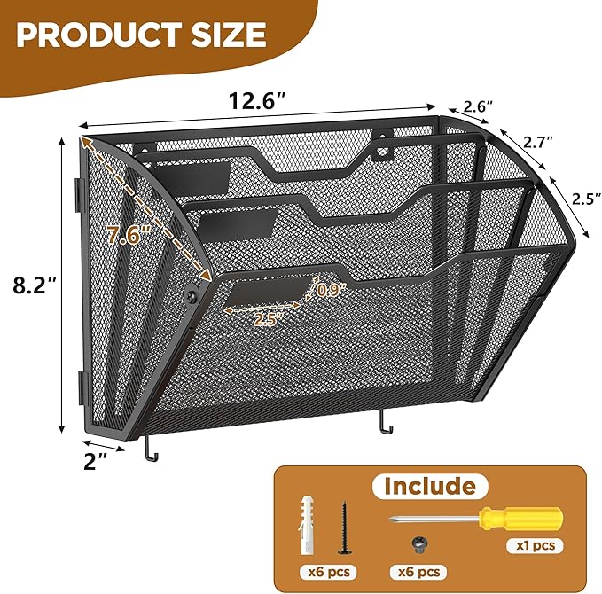 Docnest 3 Tier Mesh Wall File Holders - Image 2