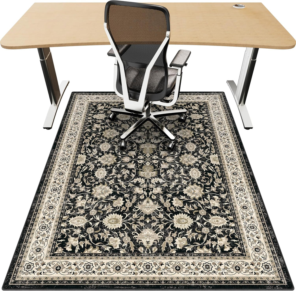 36"x48" Office Chair Mat for Hardwood, Under Desk Chair Mat for Home Office, Anti-Slip Office Rugs for Rolling Chairs, Floor Protector Washable Rugs Charcoal