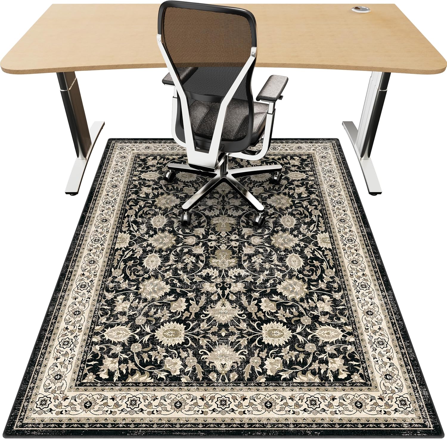 36"x48" Office Chair Mat for Hardwood, Under Desk Chair Mat for Home Office, Anti-Slip Office Rugs for Rolling Chairs, Floor Protector Washable Rugs Charcoal