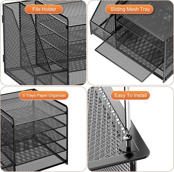 Marbrasse Desk Organizer with File Holder, 5-Tier Paper Letter Tray Organizer - Image 6
