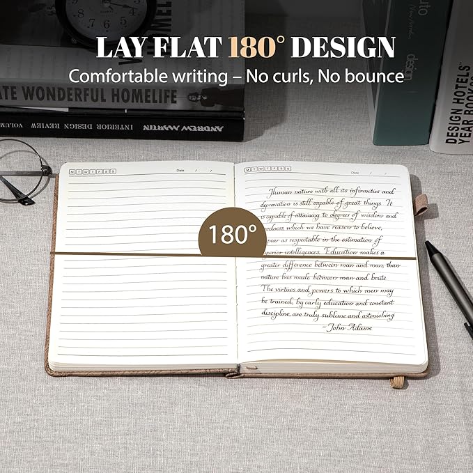 CAGIE Lined Journal for Men Women, Tree Growth Ring Leather Bound Journal - Image 3