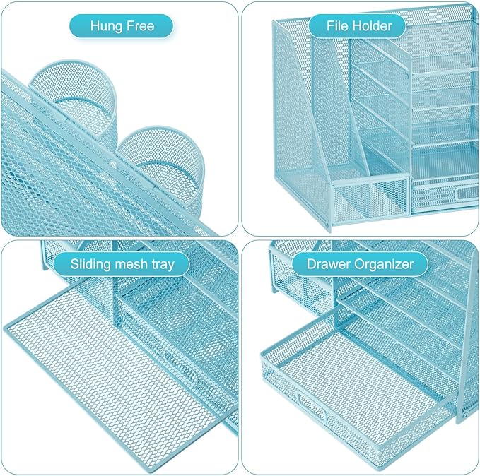 Marbrasse Desk Organizer with File Holder, 5-Tier Paper Letter Tray Organizer - Image 4