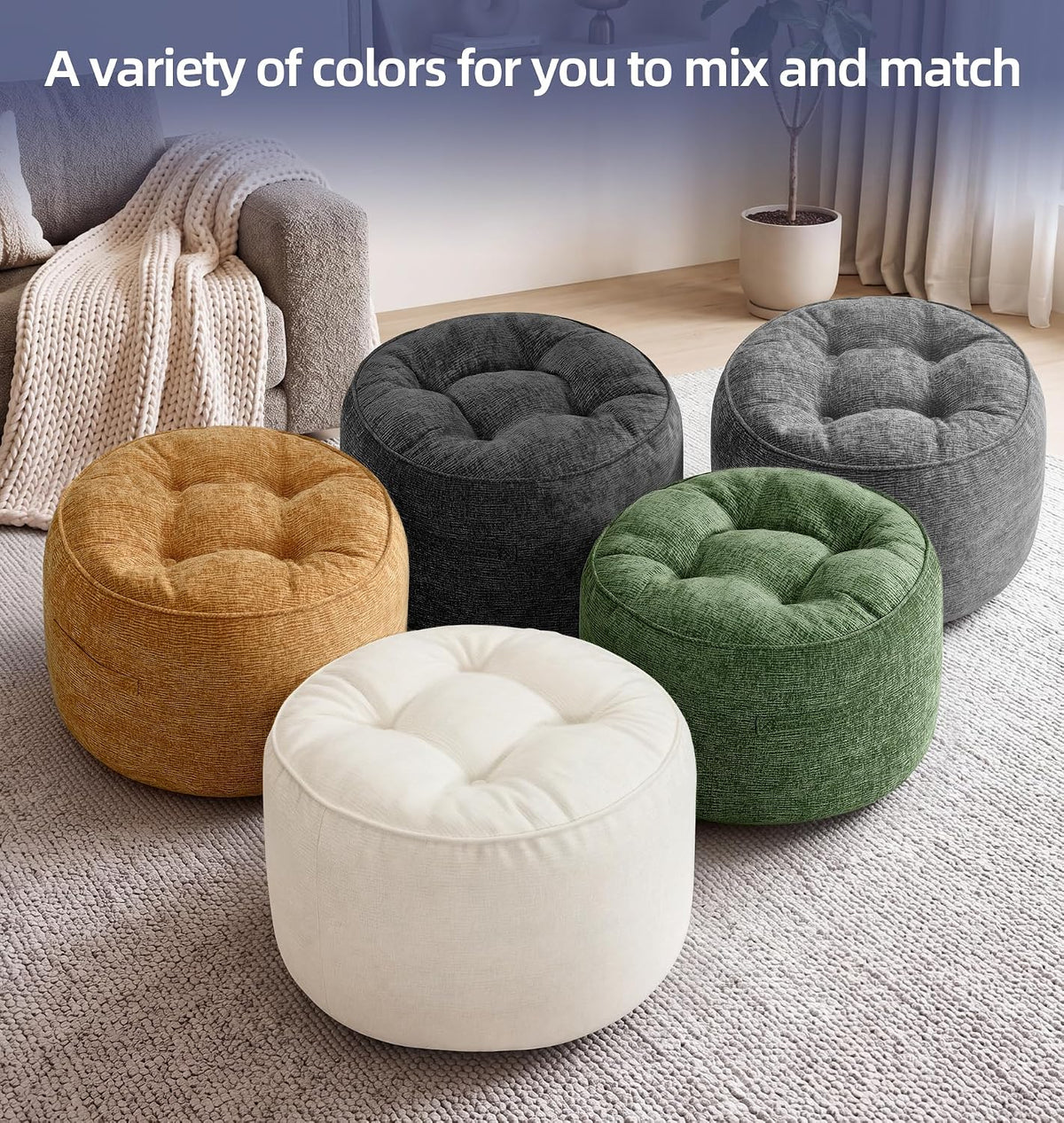 Hobestluk Round Oversized Ottoman Foot Leg Rest Under Desk for Couch